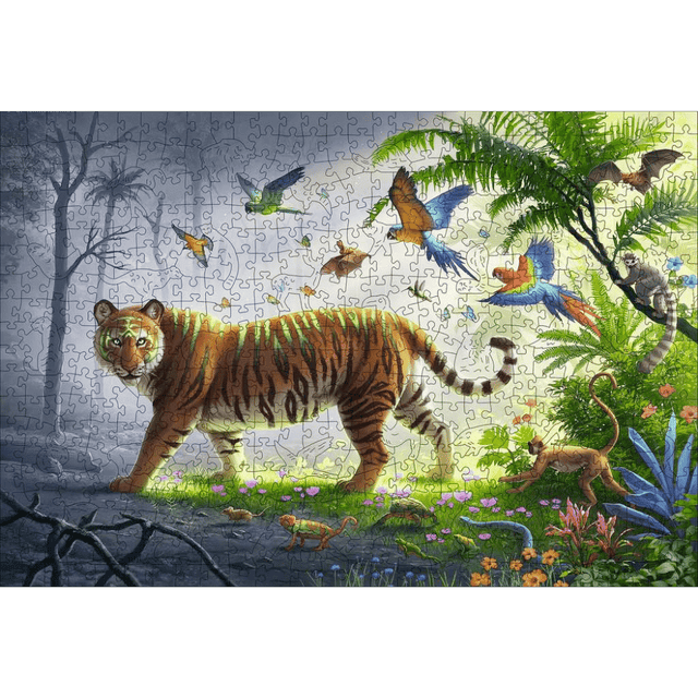 Wooden Puzzle: Tiger in the Jungle - Thirsty Meeples