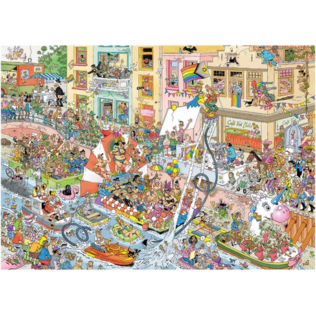 Jan van Haasteren Celebrate Pride 1000-piece jigsaw puzzle artwork on a transparent background