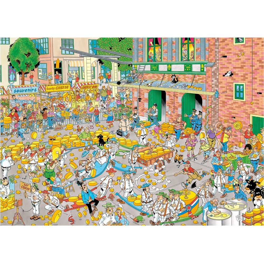 Jan van Haasteren The Cheese Market & Sailboat Race jigsaw puzzle artwork on a transparent background