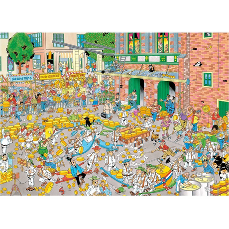 Jan van Haasteren The Cheese Market & Sailboat Race jigsaw puzzle artwork on a transparent background