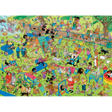 Jan van Haasteren Dog Parkour 1000-piece jigsaw puzzle artwork on a transparent background