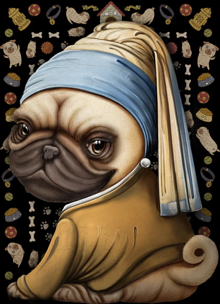 Pug with a Pearl Earring