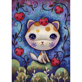 Strawberry Kitty 1000 piece jigsaw puzzle - front artwork