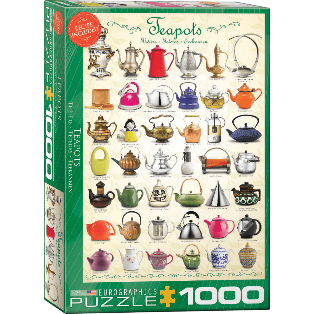 Teapots 1000 piece jigsaw puzzle box packaging