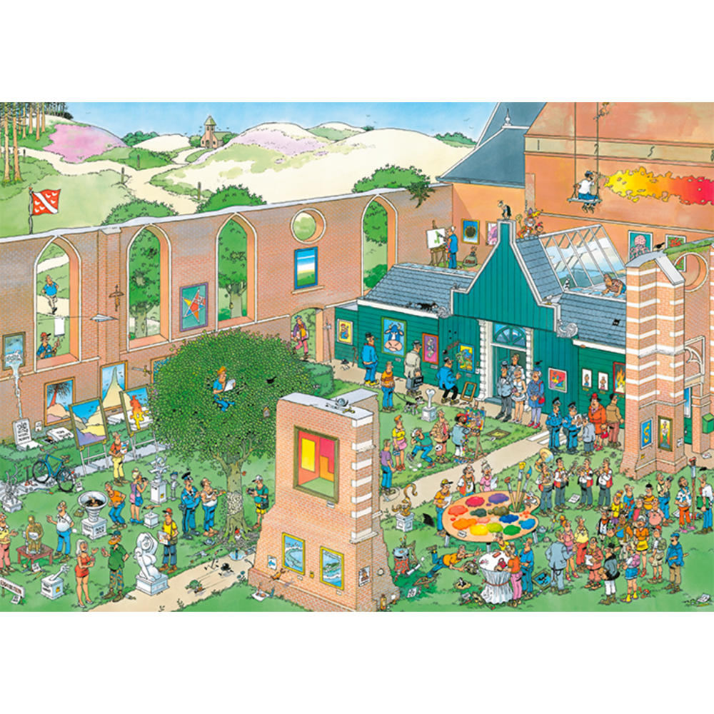 Jan van Haasteren The Art Market 1000-piece jigsaw puzzle artwork on a transparent background