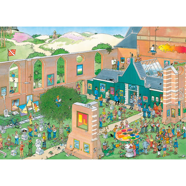 Jan van Haasteren The Art Market 1000-piece jigsaw puzzle artwork on a transparent background