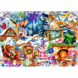 Winter Mountain Village jigsaw puzzle artwork
