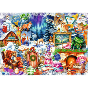 Winter Mountain Village jigsaw puzzle artwork