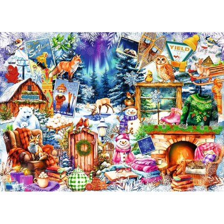 Winter Mountain Village jigsaw puzzle artwork
