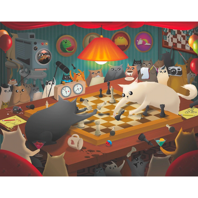 Cats Playing Chess (1000 Piece Jigsaw Puzzle)